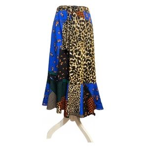 Calvin Klein Floral Houndstooth & Leopard Print Patchwork Skirt size 4